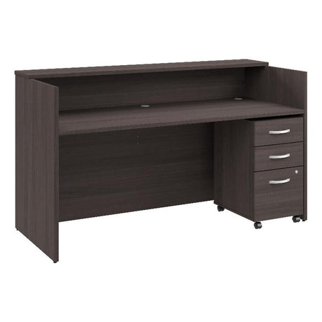 Bush Business Furniture Arrive 72W x 30D Reception Desk with Shelf and Mobile File Cabinet in Storm Gray Bush Furniture
