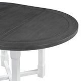 Merax 5-Piece Extendable Dining Table and 4 Upholstered Chairs, Round Oval Dining Table Set for 4, Wood MDF Kitchen Table Set with Removable Leaf for Dining Room, 42" to 58" (Grey+White) Merax