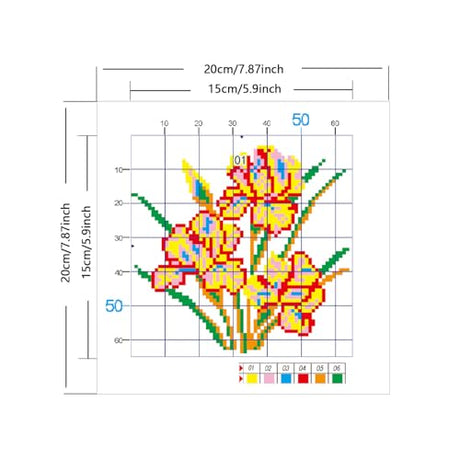 Zhenqing Stamped Cross Stitch Kit,Floral Cross Stitch Designs,11count 7.87 * 7.87in,Counted Cross Stitch Kit,Simple and Easy to Embroider,Suitable for Beginners, Entry-Level kit-Iris (66252) Zhenqing
