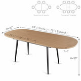 75" x 32" Extendable Dining Table - Oval Wooden Table Top with Metal Legs, Space-Saving Extendable 59" to 75" Dining Kitchen Table (Oval, Natural) Rukulin