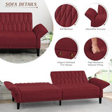 Lesofair 77” Velvet Sofa Bed with Adjustable Armrests and Backrests,Tufted Convertible Futon Couch with Nailhead Trim, Loveseat Modern Velvet Sleeper Sofa for Living Room,Bedroom,Office, Red Lesofair