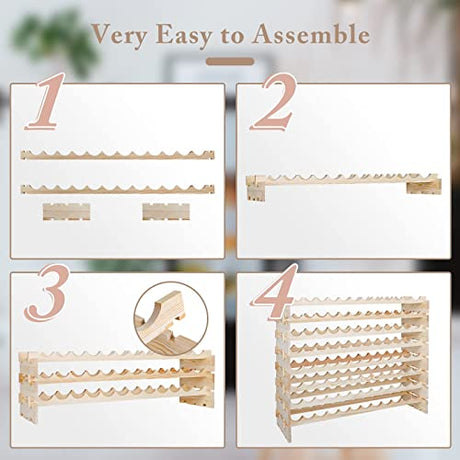 ZenStyle 96 Bottles Wine Rack, 8-Tier Wooden Stackable Wine Cellar Racks, Wine Storage Racks Countertop, Free Standing Wine Bottle Stand Holder Display Shelves ZenStyle