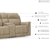Signature Design by Ashley Next-Gen DuraPella Power Reclining Loveseat with Center Console and Adjustable Headrest, Beige Signature Design by Ashley