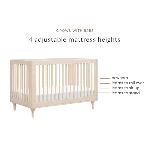 Babyletto Lolly 3-in-1 Convertible Crib with Toddler Bed Conversion Kit in Washed Natural, Greenguard Gold Certified