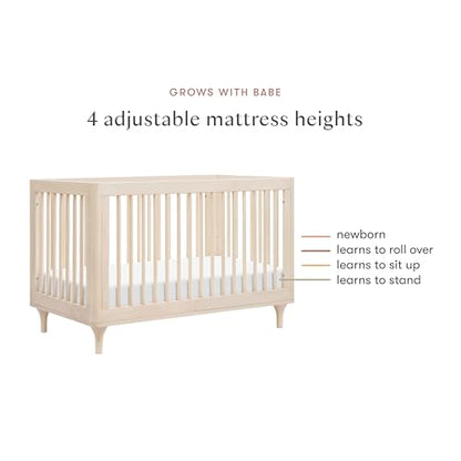 Babyletto Lolly 3-in-1 Convertible Crib with Toddler Bed Conversion Kit in Washed Natural, Greenguard Gold Certified