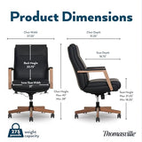 Thomasville® Fendley Ergonomic Vegan Leather Mid-Back Office Chair, Black/Brown Thomasville