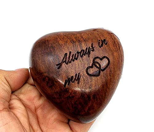 Wooden Heart Urn Keepsake Cremation Urn for Human pet Ashes Handcrafted Urn Heart Shaped - Perfect for Adults & Infants with Brass Stand 6inch with 5MOONSUN5