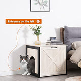 DWANTON Cat Litter Box Furniture Hidden, Cat Litter Box Enclosure, Reversible Entrance Can Be on Left or Right Side, Indoor Cat Box Cabinet, Wooden Cat Washroom, End Table, Nightstand, Beige Dwanton