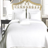 Royal Hotel Bedding Checkered Style Soft and Plush Coverlet, 3PC Set Stitched Filled Bedspread, Extra Soft Bed Cover, Checkered Pattern Quilted Bed Quilt, White, Queen Royal Hotel Bedding