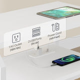 HOOBRO 23 inch Wide Nightstand with Charging Station and LED Light, Night Stand with 2 Fabric Drawers, Bedside Table, Dresser with Open Storage Shelf, End Side Table for Bedroom, White WT160UDBZ01 HOOBRO