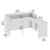 Bush Business Furniture Arrive 72W x 72D L Shaped Reception Desk with Shelf in Natural Elm, Modern Receptionist Station for Office Waiting Room Bush Furniture