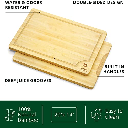 ROYAL CRAFT WOOD Bamboo Cutting Boards for Kitchen - Kitchen Chopping Board for Meat (Butcher Block) Cheese and Vegetables | Wooden Cutting Board - WoodArtSupply