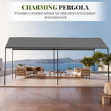 Carport, 10‘ x 20’ Heavy Duty Portable Garage All-Season Car Canopy, Outdoor Garage Boat Shelter Carport Canopy Party Tent w/Water-Resistant Tarp for Backyard (Grey, 10' x 20' /no Side) Phonjoroo