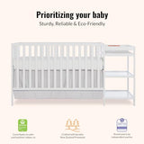 Dream On Me Synergy 3-in-1 Convertible Full-Size Baby Crib & Changer, White, Open Storage, GreenGuard Gold & JPMA, Pinewood, Converts to Day & Toddler Bed, 4 Mattress Heights, 1″ Changing Pad,