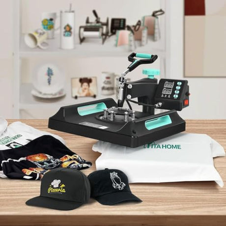 BDJSN 8 in 1 Heat Press, 38x38cm Multifunction Heat Transfer Machine, Precision Printer T-Shirt Textile Printing Machine Combo Kit for T Shirts/Mug/Hat/Plate/Cap BDJSN