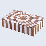 Handicrafts Home Handmade Decorative Storage Box with Lid, Wood & Resin Inlay Geometric Star Design, Coffee Table Storage Box, Remote Control Holder, Keepsake, Wooden Organizer for Home Decor- 8x5x2 Handicrafts Home