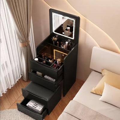 ILWorkTLs Compact Vanity Desk with Mirror and Lights,Makeup Vanity Table with with Hidden Stool and Drawers,3-in-1 Dressing Table for Small Space,Bedroom,Black