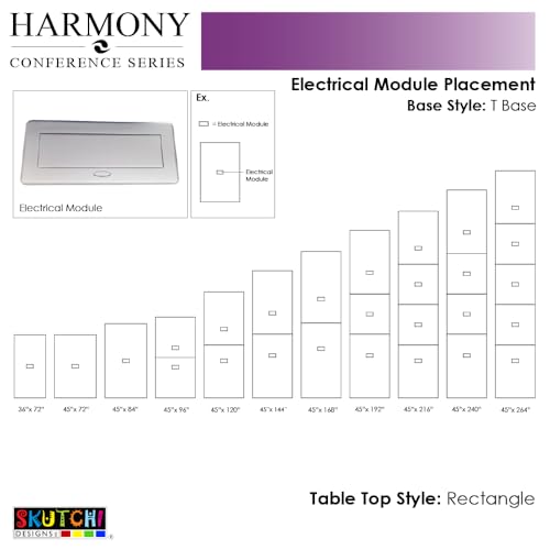6 Person Rectangle Conference Table With Power And Data | Matte Black Metal T Base | Harmony Series Meeting Tables for Offices, Training Rooms, and Homes | Natural Eucalyptus - 6' SKUTCHI DESIGNS INC.