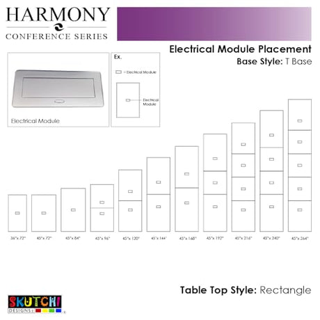 6 Person Rectangle Conference Table With Power And Data | Matte Black Metal T Base | Harmony Series Meeting Tables for Offices, Training Rooms, and Homes | Natural Eucalyptus - 6' SKUTCHI DESIGNS INC.