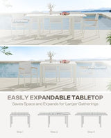 Oasbira Expandable Outdoor Patio Dining Table Set for 6-8 Person, Aluminum Outdoor Table and 8 Chairs with Textilene Fabric & HDPS Armrest, All-Weather Patio Furniture Set for Yard, Garden, White Oasbira
