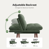 Marsail Futon Sofa Bed, 75” Futon Couch with Adjustable Backrest & Armrests, Convertible Small Sleeper Sofa Bed for Small Apartments, Study Room, Office, Corduroy Loveseat, Green Marsail