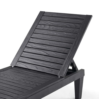 Nestl Patio Chairs - Waterproof Outdoor Chaise Lounge Chair, Set of 2 Adjustable Lawn Chairs, Lightweight Black Chaise Lounge Outdoor - WoodArtSupply