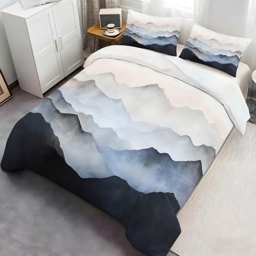 YFIOYI Landscape Comforter Set, Minimalist Bedding Set, Serene Decorative 3 Piece Bedding Set with 3 Pillow Shams, with Zipper（King Single） YFIOYI