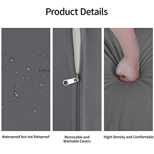 Aiho Outdoor Patio Furniture Sets All Weather Outdoor Sofa PE Garden Furniture Wicker Rattan Patio Conversation Set with Glass Table (Grey) Aiho