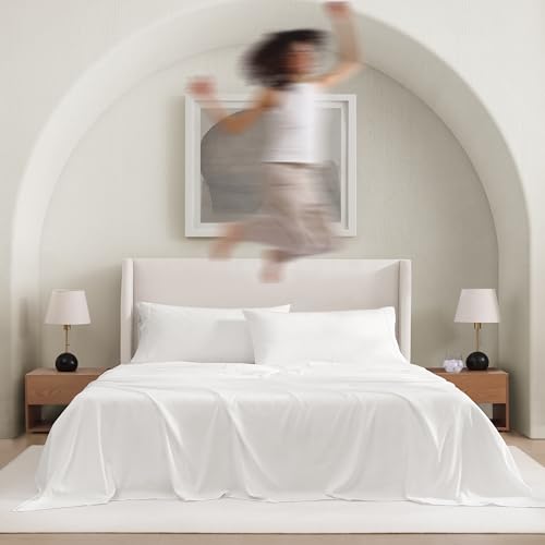 UGG Hedi Cali King Sheet Set 4-Piece Luxury Cooling Sheets Deep Pockets Premium Bedding with 2 Pillow Shams Hypoallergenic Machine Washable Soft Lightweight Bed Set for Bedroom, California King, White UGG