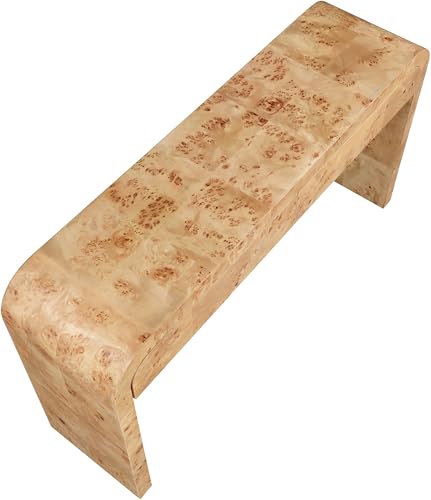 Meridian Furniture 269-S Cresthill Collection Mid-Century Modern Console Table with Ash Burl Wood, Natural Ash Finish, Curved Art Deco Design, 54" W x 14" D x 30" H, Natural Meridian Furniture