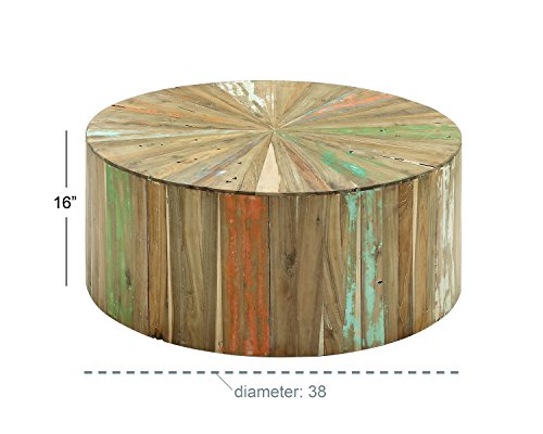 Deco 79 Reclaimed Wood Geometric Handmade Living Room Coffee, Center Table 38" x 38" x 16", Brown Deco 79