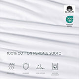 Lacoste 100% Cotton Percale 4-Piece Sheet Set – Cool, Crisp, Matte, and Durable, Oeko-Tex Certified – Solid, White, Full Lacoste