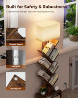 Evermagin Rustic Brown 6-Tier Tree Bookshelf with Adjustable Light – Stylish Book Organizer for Home & Office Evermagin