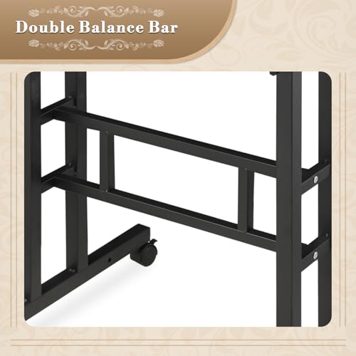 Athena Collection Height Adjustable Rolling Desk Mobile Portable Laptop Stand Cart Small Sit Standing Desk Computer Table Workstation for Home Office, Black Athena Collection