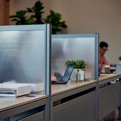 NBF Office Partitions - Cubicle Privacy Panel Wall Divider - Modern Room Separator with Quick Assembly - Indoor Laminate Free Standing Portable Room Divider Panel - 52" H x 49" W (Warm Ash) nbf signature series