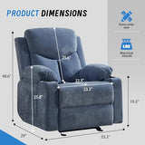 Sftaiyou Manual Rocker Recliner Chair for Adults with Massage, Overstuffed Glider Rocking Chair with Cup Holders and Pockets for Living Room, Reclining Sofa Chair for Bedroom Nursery,Navy Blue
