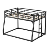 PVWIIK Metal Full XL Over Queen Bunk Bed w/Ladder and Safety Guardrail for Kids Teens Adults,Heavy-Duty Sturdy Bunk Bed,No Box Spring Needed,Black PVWIIK