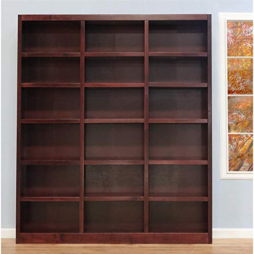 Bowery Hill 84" Traditional Triple Wide Wood Bookcase with Adjustable Shelves in Cherry Finish - WoodArtSupply