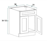 Grey Shaker Sink Base Bathroom Vanity 24"/30"/36" Width (36" Width) WoodArtSupply