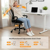 Sweetcrispy Home Office Managerial Executive Chair, Ergonomic Mesh Adjustable Swivel Mid-Back Computer Desk Chair with Comfortable Lumbar Support, Comfy Arms for Bedroom,Study Sweetcrispy