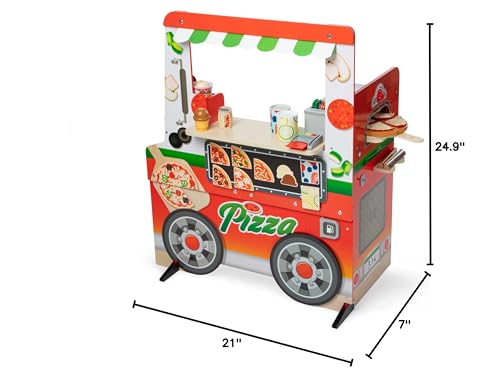 Melissa & Doug Wooden Pizza Food Truck Activity Center with Play Food, for Boys and Girls 3+ - WoodArtSupply