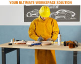 SPECRAFT 84“ Adjustable Heavy Duty Workbench with 4 AC Outlet and 2 USB Ports Power Outlets, 5000 Lbs Capacity, Rubber Wood Top for Garage, Workshop, Office SPECRAFT