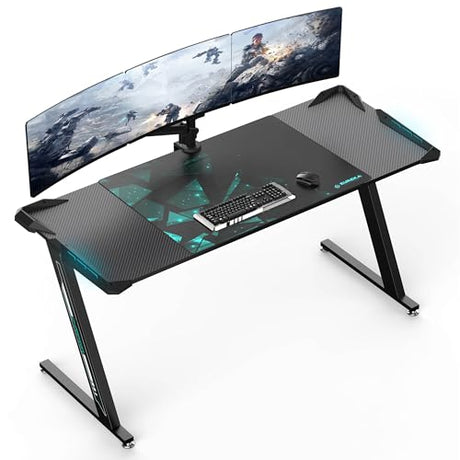 EUREKA ERGONOMIC Gaming Desk with LED Lights Home Office RGB Table, Small Gaming Desk, Computer Table, Black EUREKA ERGONOMIC