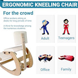 CHIESMA Ergonomic Kneeling Chair with Back Support, Adjustable Height Wooden Knee Chair - Improve Posture with an Angled Seat, with Cushion for Home, Office (Ivory) CHIESMA