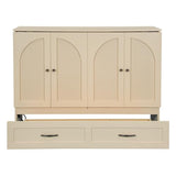Merax Full Size Murphy Bed with Charging Station and Large Storage Drawer, Foldable Pull Out Murphy Chest Bed for Apartments, Bedrooms, Studio, No Spring Box Needed, Gold Merax