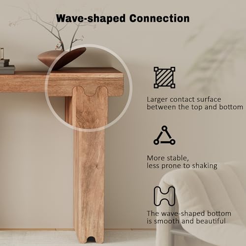 Merax Farmhouse Mango Wood Entryway Table, Minimalist Narrow Console Tables for Hallway, Living Room, Foyer, Easy Assemble, Honey Merax