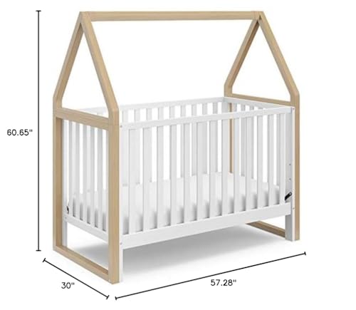 Storkcraft Orchard 5-in-1 Convertible Crib (White with Driftwood) – GREENGUARD Gold Certified, Canopy Style Baby Crib, Converts from Crib to Toddler Bed, Daybed and Full-Size Bed Storkcraft