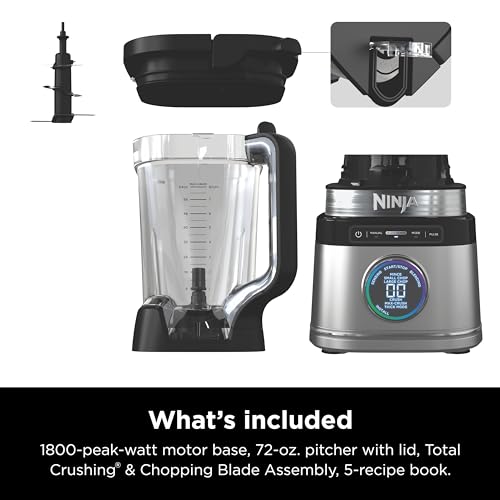 Ninja TB201 Detect Power Blender Pro, BlendSense Technology, For Smoothies, Shakes & More, 1800 Peak Watts, 72 oz. Pitcher, Blender, Black Ninja