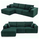 Huatean Home 108” Modular Sectional Sofa, Sponge Sectional Sofa Couch for Living Room, Modular L-Shape Sofa Couch with Chaise, DarkGreen Huatean Home