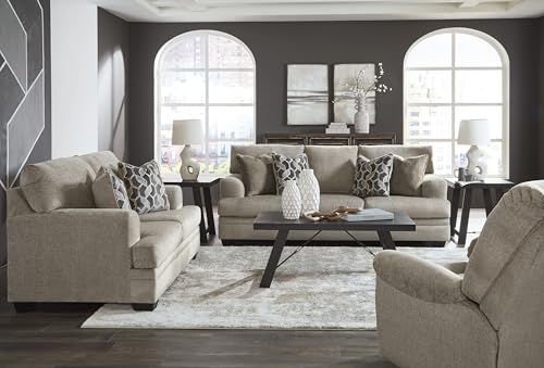 Signature Design by Ashley Stonemeade Contemporary Sofa Sleeper with Folding Gel Memory Foam Mattress, Reversible Cushions and 4 Accent Pillows, Queen, Light Brown Signature Design by Ashley